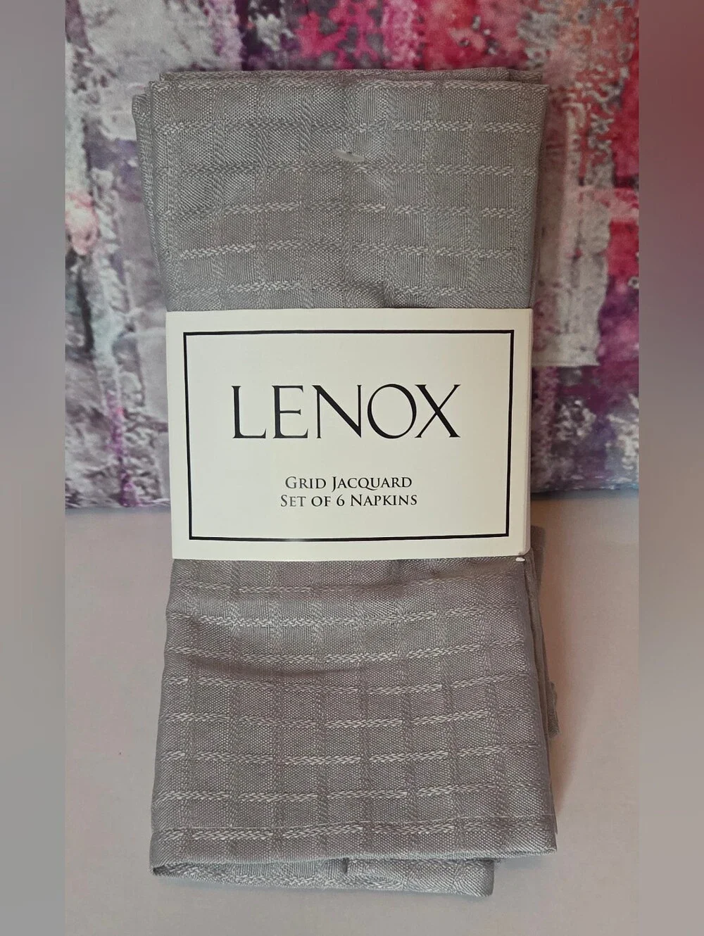 Lenox Grid Jacquard Napkins Set of 6 NIP